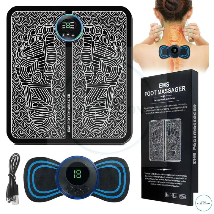 (pack Of 2) EMS Massager For Neck & Foot Combo Pack With Rechargeable Battery