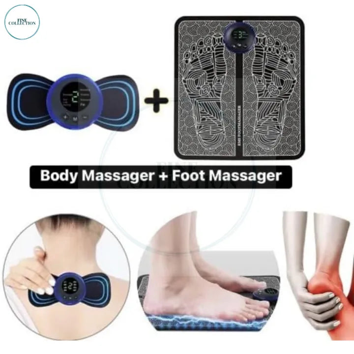 (pack Of 2) EMS Massager For Neck & Foot Combo Pack With Rechargeable Battery